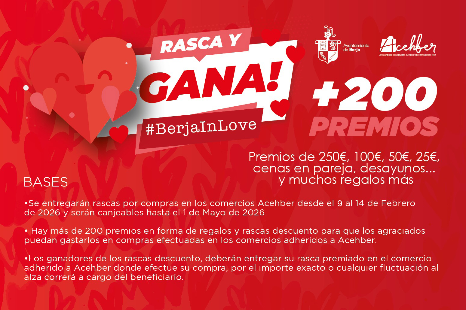 Berja lanza la campaña “Rasca y Gana” con más de 200 premios para fomentar las compras por San Valentín